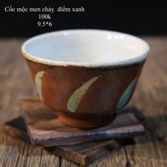 Cốc mộc men chay viền xanh