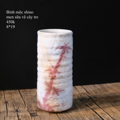 Bình mộc Shino men sữa vẽ cây tre