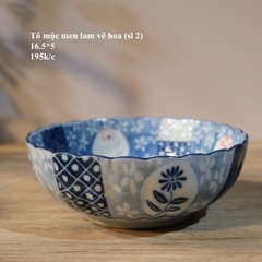 Tô mộc men lam vẽ hoa