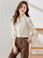 OD110: áo sơ mi nữ phối bèo cao cấp dài tay