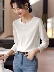 OD106: áo thun nữ dài tay màu trơn cao cấp len sơ mi