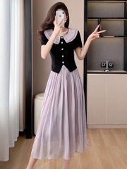 OD644: set áo và váy cổ búp bê