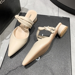 OC040: Giày Sandal Nữ Xuân Thu Phong Cách Mới Mũi Nhọn Dép Cao Cấp Pháp