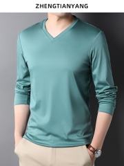 OD310: Áo thun nam tay dài cổ chữ V cotton nguyên chất