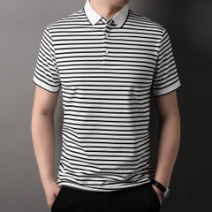 OD329: Áo thun lạnh cotton sợi tằm ngắn tay mùa hè nam sọc atn