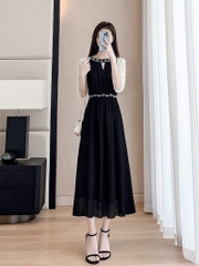 OD225: đầm dài quá gối voan Pháp