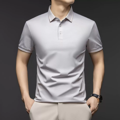 OH028: Áo thun nam tay ngắn cotton lyocell, cổ áo phối màu