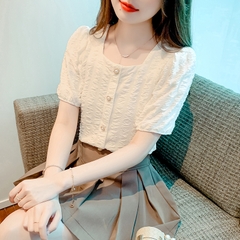 OD154: áo sơ mi nữ voan tay phồng nữ Pháp