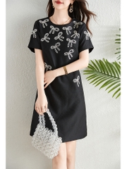 OD499: Váy ngắn tay đính cườm