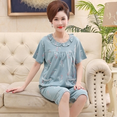 OE533: bộ đồ ngủ cotton mới cho phụ nữ SPNN mùa hè ngắn tay trung niên mặc nhà