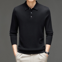 OD351: áo thun len nam cổ polo cao cấp dâu lụa dài tay atn