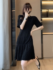 OD624: Váy đen đẹp cổ tròn phong cách cổ điển cao cấp kiểu Pháp
