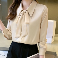 OD111: áo sơ mi nữ phối nơ cao cấp dài tay