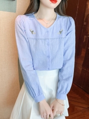 Mã B787: Áo sơ mi cotton dài tay nữ khí chất