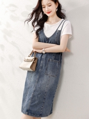 OD211: đầm jean phối trẻ trung