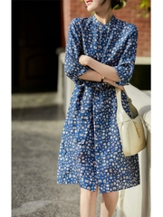 OD210: đầm họa tiết xanh dáng dài