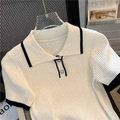 OD727: Áo len cổ polo cho nữ mùa hè Áo ngắn phong cách Hàn