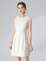 OD455: Váy vest không tay cổ tròn đơn giản cao cấp