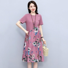 OD744: đầm trung niên dáng suông có size lớn dáng dài kiểu hàn quốc