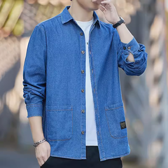 OE346: Áo khoác nam cao cấp sơ mi denim mới áo sơ mi dài tay