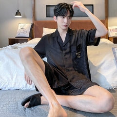 OE496: Bộ đồ ngủ nam SPNN mùa hè lụa băng quần short tay ngắn quần áo mặc nhà nam SPNN