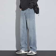 OE854: Quần jeans nam họa tiết vảy rồng Mỹ ống rộng dáng rộng