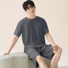 OE488: Bộ đồ ngủ nam SPNN mùa hè thanh niên trung niên modal cotton quần short tay ngắn lụa băng