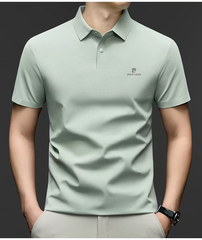 OE968: Áo Polo ngắn tay bằng lụa tơ tằm tơ tằm Pierre Cardin, thoáng khí