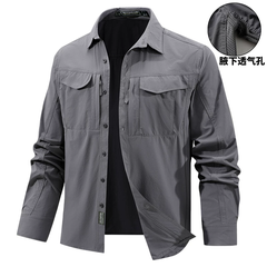 OH160: Áo sơ mi công sở dài tay nam, nhanh khô, thoáng khí, nhiều túi, dáng rộng, cỡ lớn
