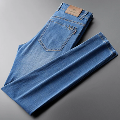 OE953: Quần jeans nam mỏng mùa hè, dáng suông ống đứng, quần dài nam, co giãn