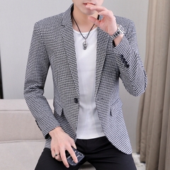 OE466: áo khoác vest nam cao cấp đơn giản kẻ sọc caro mùa xuân thu trẻ trung