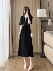 OD552: Váy voan màu đen kiểu Pháp Hepburn