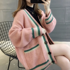 OE439: Áo len cardigan dệt kim nữ thu đông mới áo khoác rộng nữ