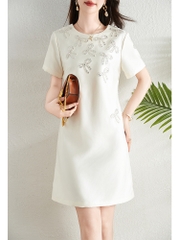 OD499: Váy ngắn tay đính cườm
