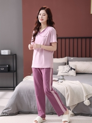 OE534: Bộ đồ ngủ nữ SPNN cotton nguyên chất quần ngắn tay mùa hè