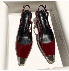 C277: Giày Sandal Nữ Mũi Nhọn Gót Nhọn Dây Đeo Sau