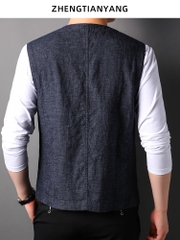 OD302: áo vest gile nam cao cấp vải lanh áo khoác