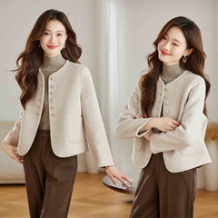OC154: Áo khoác dạ nữ dáng vừa cao cấp thanh lịch