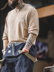 Mã A783: áo sơ mi nam mùa thu Mỹ retro dài tay cổ chữ V