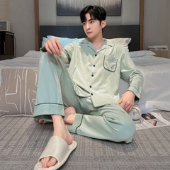OE490: Bộ đồ ngủ nam SPNN mùa hè lưới phong cách tay ngắn cotton