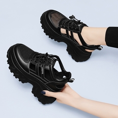 OE720: Giày sandal da thật baotou daddy cho nữ giày thể thao thông thường lưới thoáng khí mới