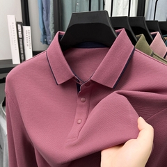 OE278: Áo thun nam cao cấp POLO ve áo giản dị mới 100% cotton dài tay