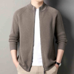 OC447: Áo Raglan len cardigan nam xuân thu cổ đứng màu trơn phong cách Hàn Quốc