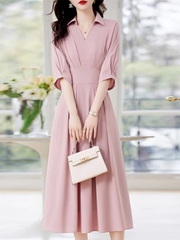 Mã B970: Đầm váy sơ mi nữ dáng dài chiết eo thanh lịch pc Hàn