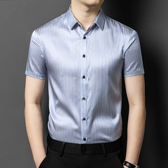 OE804: Áo sơ mi lụa tơ tằm cao cấp tay ngắn cho nam