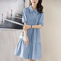 Mã B702: Váy hoa kiểu Pháp nữ mùa hè daisy phồng tay