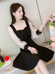 OD741: đầm tk Phong Cách Pháp Cổ Vuông cao cấp