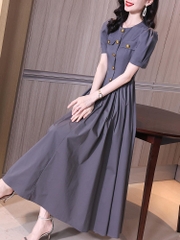 Mã B868: Đầm váy nữ sơ mi dáng dài cao cấp mới phong cách retro