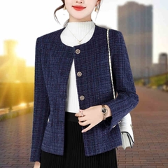 OC479: Áo khoác ngắn thiết kế nữ trung niên mùa xuân cardigan cổ tròn