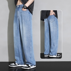 OE795: Quần jeans nam phong cách mới quần dài giản dị lưng thun
